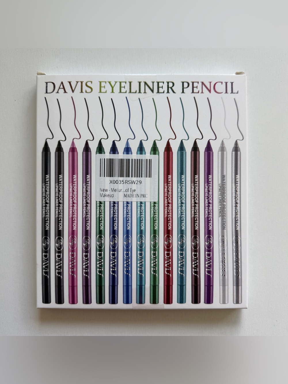 Davis 15-Color Waterproof Eyeliner Pencil Set – Long-Lasting, Smudge-Proof